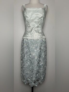 Atelier Alyce Blue Lace Dress & Jacket Set Size 8 Formal Evening